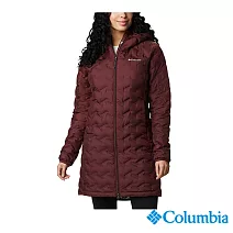 Columbia 哥倫比亞 女款- Omni-Heat 鋁點保暖650羽絨長版外套 UWR02940 L 亞規 暗紅