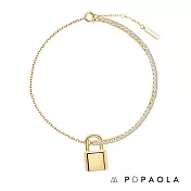 PD PAOLA 西班牙輕奢時尚品牌 Bond 簡約鎖扣排鑽鍍18K金手鍊