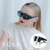 【SUNS】寶麗來偏光太陽眼鏡 上翻式墨鏡(可套式) 男女適用 偏光套式墨鏡 防眩光 抗UV400  經典黑