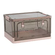 IDEA-多色雙開折疊透明收納箱-5入組 櫻花粉-茶色面板