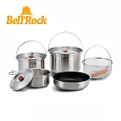 【韓國Bell’Rock】COMBI 9XL複合金不鏽鋼戶外炊具9件組 24cm版(附收納袋) BR-409