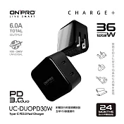 ONPRO UC-DUOPD30W 雙孔Type-C萬國急速USB充電器 曜石黑