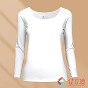 3M-佳立適-升溫蓄熱保暖衣-無染系列(奈納鍺)-女寬口U領-白色 L 白色