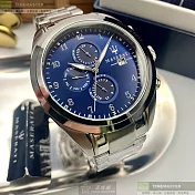 MASERATI瑪莎拉蒂精品錶,編號：R8853112505,46mm圓形寶藍精鋼錶殼寶藍色錶盤精鋼銀色錶帶