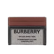 BURBERRY Horseferry 帆布拼皮革卡片夾 (黑色/棕褐色)