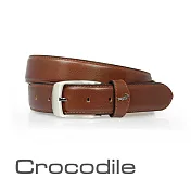 【Crocodile】鱷魚皮件 真皮皮帶 義大利植鞣 35mm 寬版休閒皮帶-0102-1004 36 咖啡色