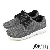 【Pretty】男女 女大尺碼 休閒鞋 運動鞋 簡約風 網布 綁帶 平底 台灣製 JP25 灰色