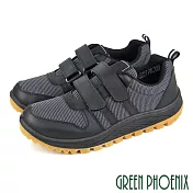 【GREEN PHOENIX】男 休閒鞋 吸震 透氣 寬楦 沾黏式 厚底 JP25.5 黑色