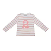 TiDi 英國 Bob & Blossom 條紋歲數棉質長袖T恤 2Y (90CM) 粉色