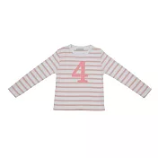 TiDi 英國 Bob & Blossom 條紋歲數棉質長袖T恤 4Y (110CM) 粉色