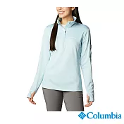 Columbia 哥倫比亞 女款-Omni-Shade 防曬50快排刷毛半開襟上衣 UAR57820 S 亞規 淺藍