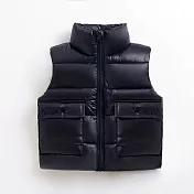 兒童精品羽絨保暖背心外套(輕盈 保暖 口袋設計) 90 黑色