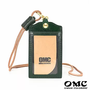 【OMC】義大利植鞣革職人通用直式牛皮證件套悠遊卡套 綠色
