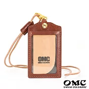 【OMC】義大利植鞣革職人通用直式牛皮證件套悠遊卡套 棕色