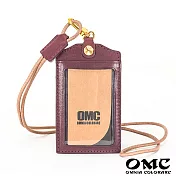 【OMC】義大利植鞣革職人通用直式牛皮證件套悠遊卡套 豆沙紫
