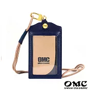 【OMC】義大利植鞣革職人通用直式牛皮證件套悠遊卡套 深藍