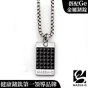 MASSA-G【龐克巧克】純鈦墬搭配方形3顆金屬鍺錠白鋼項鍊 黑色-50cm