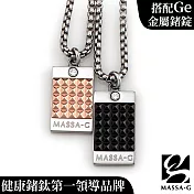 MASSA-G【龐克巧克】純鈦墬搭配方形3顆金屬鍺錠白鋼對鍊