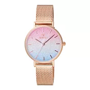MIRRO 極簡主義時尚腕錶-玫瑰金X漸層噴砂粉藍