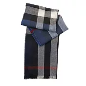 BURBERRY 輕盈格紋羊毛喀什米爾圍巾(薄款) (深藍)