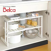 【Belca】日本製可伸縮雙層L型下水槽收納架(可避開水管/廚房收納架/衛浴收納架)