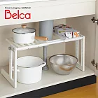 【Belca】日本製可伸縮單層L型下水槽收納架(可避開水管/廚房收納架/衛浴收納架)