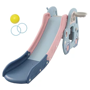 可愛汽車造型音樂溜滑梯(兒童室內遊戲滑梯) - 粉藍