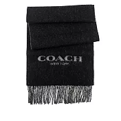 COACH Logo 羊毛混喀什米爾雙色圍巾 (黑色/灰色)