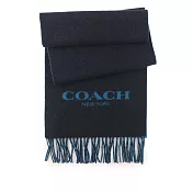COACH Logo 羊毛混喀什米爾雙色圍巾 (海軍色/藍色)