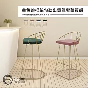 E-home Saige賽吉絨布金框網美吧檯椅-坐高74cm-四色可選 灰色