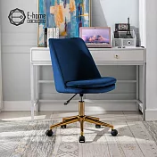 [E-home]Calista卡莉絲塔簡約絨布金腳電腦椅-三色可選 海軍藍