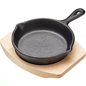 《Artesa》木盤+迷你單柄鑄鐵煎烤盤(圓11.5cm) | 平底鑄鐵烤盤 煎盤