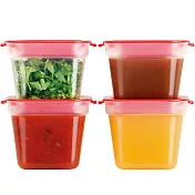 《TESCOMA》Purity可微波保鮮盒4入(紅120ml) | 收納瓶 儲物罐 零食罐