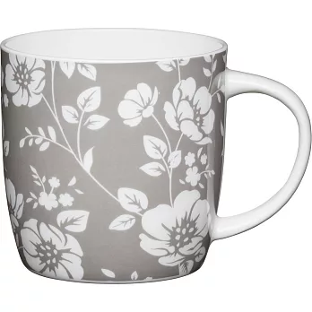 《KitchenCraft》骨瓷馬克杯(灰花卉425ml) | 水杯 茶杯 咖啡杯