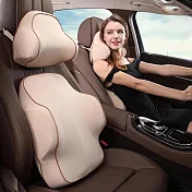 CS22 汽車座椅記憶棉頸椎護腰枕組合3色(頭枕+腰靠) 米色