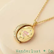 Wanderlust+Co 澳洲品牌 鑲鑽月亮X愛心宇宙 橢圓形項鍊 背面刻字款 Love Worthy 值得愛