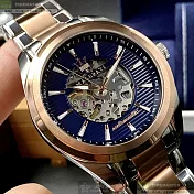 MASERATI瑪莎拉蒂精品錶,編號：R8823112005,46mm圓形玫瑰金精鋼錶殼藍金銀三色錶盤精鋼金銀相間錶帶