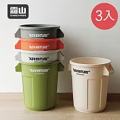 【日本霜山】圓形多功能置物收納桶/垃圾桶-24L-3入 -橄欖綠