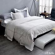 義大利La Belle《典雅品味-亮白色》加大長絨細棉刺繡四件式被套床包組