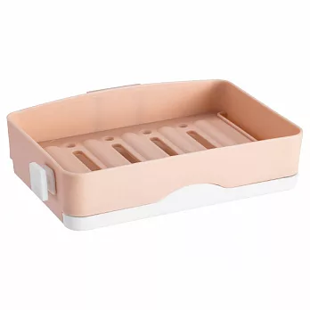 IDEA-雙層瀝水抽屜式香皂盒 粉白色