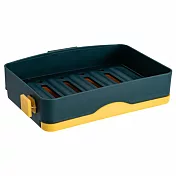 IDEA-雙層瀝水抽屜式香皂盒 綠黃色