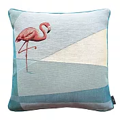 Art de Lys法國原裝 5691T左側粉色火烈鳥/藍色背景/米色背面/單面抱枕50X50