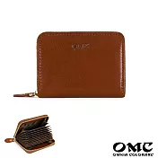 【OMC】義大利植鞣革橫款風琴式牛皮卡片夾- 棕色