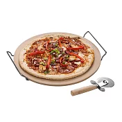 《Premier》披薩刀+石陶披薩烤盤(33cm) | Pizza 比薩 圓形烤盤