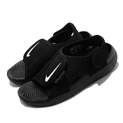 Nike 涼拖鞋 Sunray Adjust 5 套腳 童鞋 輕便 夏日 魔鬼氈 舒適 快速排水 中童 黑 白 DB9562001