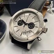 MASERATI瑪莎拉蒂精品錶,編號：R8871627005,46mm六角形銀精鋼錶殼銀白色錶盤真皮皮革深黑色錶帶