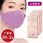 韓版4D口罩 醫療級 魚型口罩 KF94成人立體口罩 (20片/2盒) 台灣製造 魚形口罩- 丁香紫