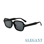 【ALEGANT】摩登時髦藏金黑方圓框墨鏡/UV400太陽眼鏡