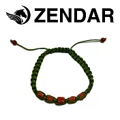 【ZENDAR】頂級天然紅珊瑚鼓形紅瑪瑙編織手鍊 綠色編織手鍊(79084-G)