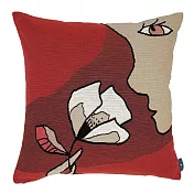 Art de Lys法國原裝 2382A抽象花和臉/米色背面/單面抱枕50x50